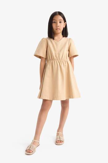 DeFacto Standard Fit Gabardine Short Sleeve Dress E2645A825Sm