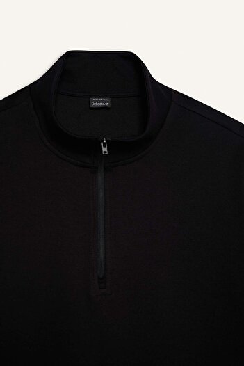 DeFacto Defactofit Standard Fit Stand Collar Zippered Athlete Fabric T-Shirt E3962Ax25Sp
