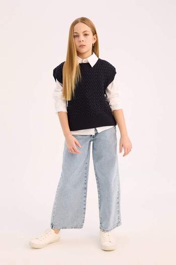 DeFacto Girls' Crew Neck Knitwear Sweater D9212A825Sp