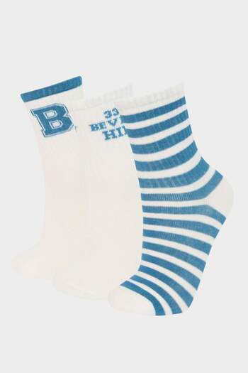 DeFacto Boy's Comfortable Elastic 3-Piece Cotton Long Socks E5544A8Ns