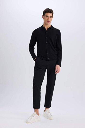 DeFacto Standard Fit Polo Neck Button Knitwear Cardigan E8399Ax24Cw
