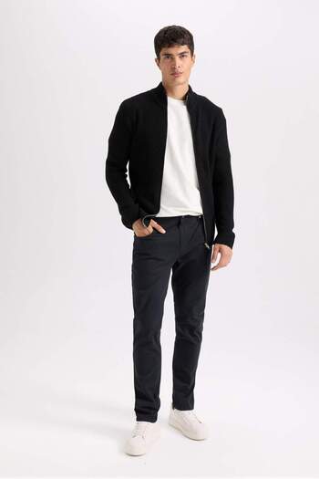DeFacto Sommer-Gabardine-Chino-Canvas-Hose, schmale Passform, schmale Passform, schmale Bein-Tasche B2089AX25SP