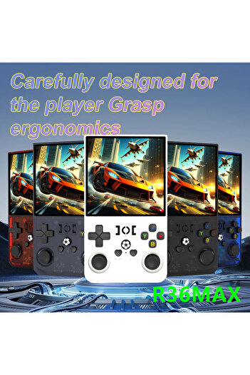 B NEW R36S Update R36MAX Retro Handheld Video Game Console, 4" HD IPS Screen,18000 Games