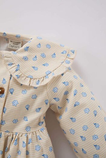 DeFacto Kız Bebek Çiçekli Uzun Kollu Twill Elbise D9568A525SP