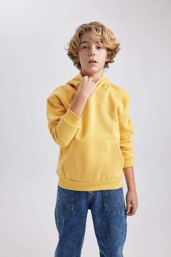 DeFacto Erkek Çocuk Basic Düz Kapüşonlu Sweatshirt B7773A8NS