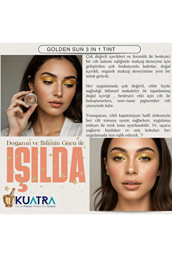 KUATRA Golden Sun Doğal Mineral Nemlendirici Antioksidan Işıltılı Balm Highlighter Göz Farı Aydınlatıcı