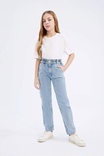 DeFacto Girl's Paperbag Jogger Leg Cotton Jean Trousers D7112A825Sm