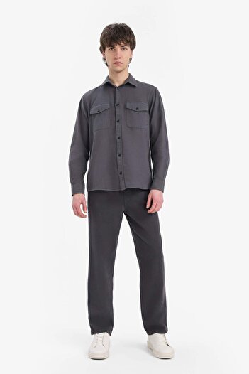 DeFacto 100% Cotton Regular Fit Polo Neck Basic Plain Long Sleeve Shirt B2654Ax25Sp
