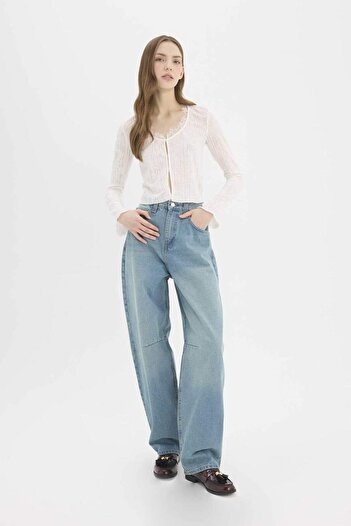 DeFacto Fitted Slim-Fit U-Neck Lace Cardigan E4932Ax25Sp