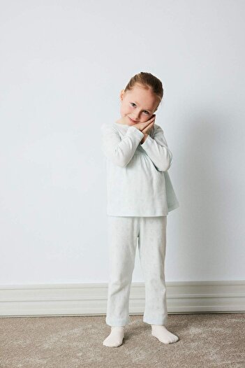 DeFacto Baby Girl Pajamas Set - Rib Long Sleeve, Elastic Waist, Long Bottom E0766A525Sp