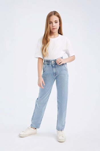 DeFacto Girl's Paperbag Jogger Leg Cotton Jean Trousers D7112A825Sm