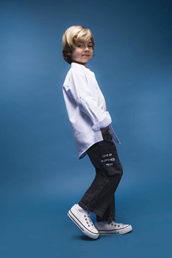 DeFacto Baby Boy Elastic Waist Pocket Printed Jean Pants E0800A525Sp