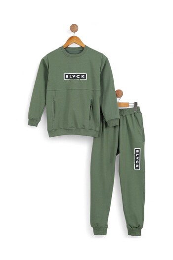 VOY KİDS Boy's Printed Sweatshirt with Pocket Detail 2-3-4-5-6-7-8-9-10 Years Old Seasonal School Tracksuit Set