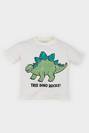 DeFacto Baby Boy Dinosaur Printed Short Sleeve T-Shirt E1072A525Sm