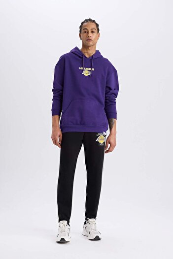 DeFacto Fit Nba Los Angeles Lakers Sporcu Kalın Jogger Eşofman Altı Standart Fit Cepli D8491ax25sp