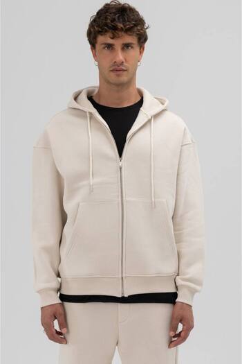 İLKCET MODA Φούτερ με κουκούλα με φερμουάρ Premium Unisex Oversize