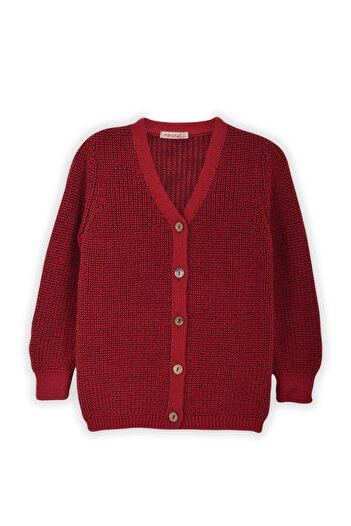 Minora Knitwear Girls Selanik Knitted School College Cardigan Claret Red