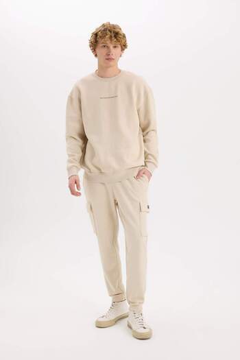 DeFacto Regular Fit Jogger Sweatpants Basic Solid Cargo Τσέπη Ελαστικό πόδι D5252AX25SP
