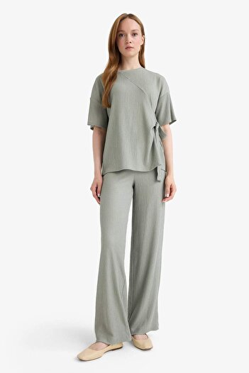 DeFacto Relax Fit Crew Neck Basic Plain Wrap Short Sleeve T-Shirt D5446Ax25Sp