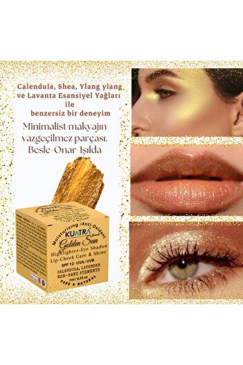 KUATRA Golden Sun Doğal Mineral Nemlendirici Antioksidan Işıltılı Balm Highlighter Göz Farı Aydınlatıcı