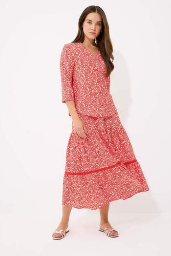 DeFacto Regular Fit Floral Patterned Elastic Waist Midi Skirt E5958Ax25Sp