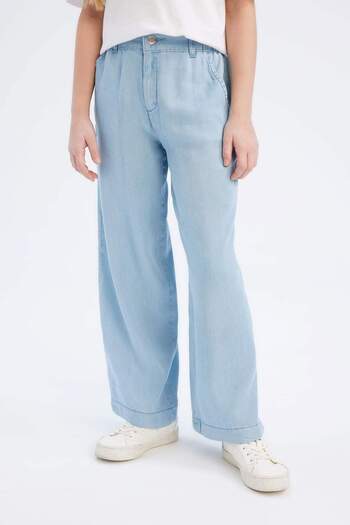 DeFacto Kız Çocuk Wide Leg Geniş Bol Paça Jean Pantolon D7103A825SM