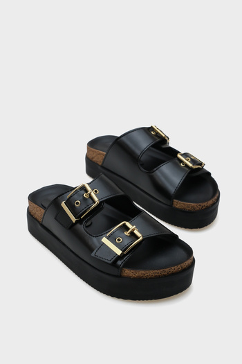 Capone Outfitters Γυναικείες άνετες παντόφλες Margy Wedge με διπλή πόρπη