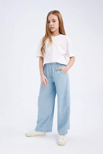 DeFacto Kız Çocuk Wide Leg Geniş Bol Paça Jean Pantolon D7103A825SM