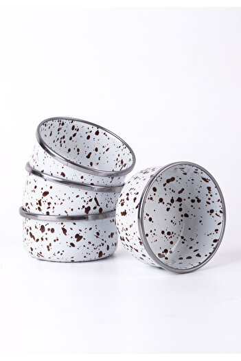EMAYlab Speckles Enamel 4-Piece Bowl Set, Snack Bowl, Breakfast Bowl, Jam Bowl, Olive Bowl, Serving Bowl Set 8cm 200 ml