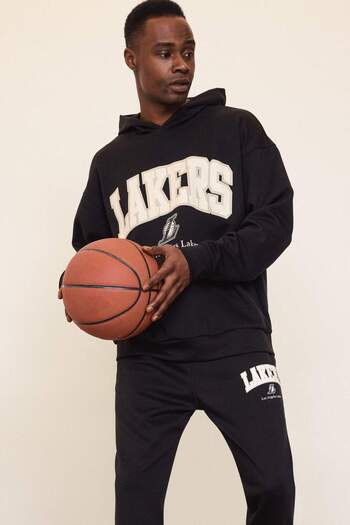 DeFacto Defactofit Nba Los Angeles Lakers Oversize Wide Fit Hooded Skuba Diver Fabric Sweatshirt D6709