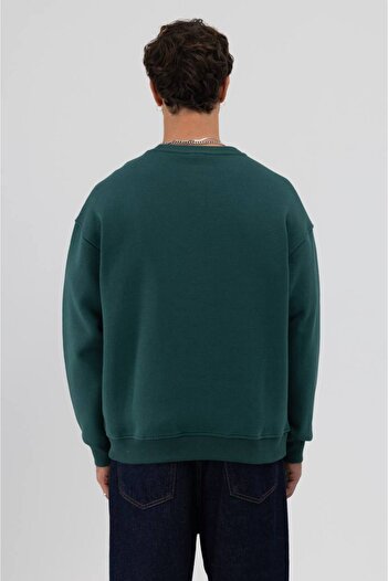 İLKCET MODA Βασικό πράσινο unisex oversize premium φούτερ