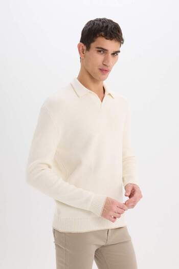 DeFacto Standart Fit Polo Yaka Triko Kazak E5220AX24WN