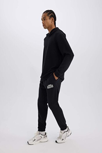 DeFacto DeFactoFit NBA Milwaukee Bucks Kalın Jogger Eşofman Altı Beli Bağcıklı Standart Fit Cepli D6702AX25