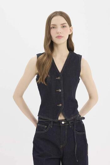 DeFacto Düğmeli Blazer Jean Yelek D5820AX25SP