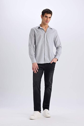DeFacto Modern Fit Polo Neck Basic Solid Long Sleeve Shirt E5045Ax25Sm