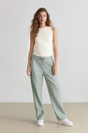 DeFacto Jogger Pants Linen Look High Waist Straight Leg with Pockets R0433Az25Sp