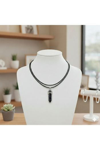 OEM Colier cu Pandantiv Cristal Hexagonal, Stil Obsidian, Bijuterie Feminină