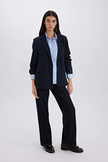 DeFacto Oversize Wide Fit Double Breasted Lapel Blazer Jacket A4173Ax24Au