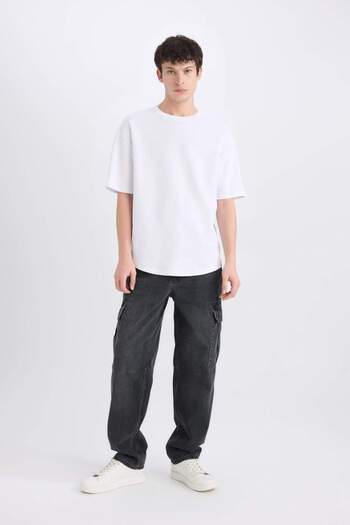 DeFacto Relax Fit Wide Leg Cargo Pocket Jean Pants E6694Ax25Sp