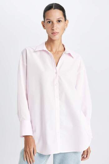 DeFacto Oversize Wide Fit Basic Plain Oxford μακρυμάνικο πουκάμισο C4597AX25SP