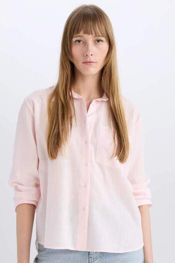 DeFacto Oversize Wide Fit Single Pocket Long Sleeve Shirt E4349Ax