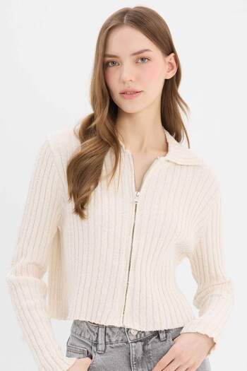 DeFacto Slim Fit Slim Fit Polo Neck Zippered Knitwear Cardigan E4030Ax25Sp