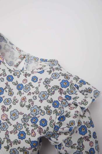 DeFacto Baby Girl Floral Long Sleeve Waffle Dress D9387A525Sp