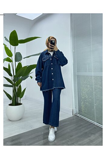 YEDİLALE Flower Buttoned Denim Suit 4991