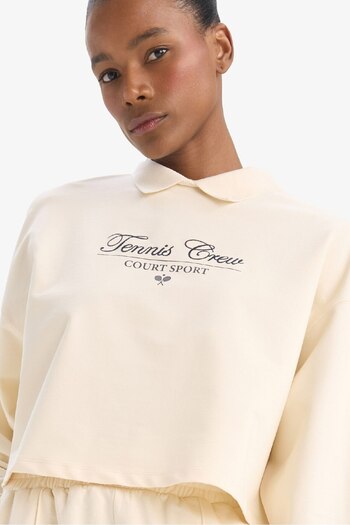 DeFacto Defactofit Oversize Wide Fit Polo Neck Printed Sports Sweatshirt D7133Ax25Sp