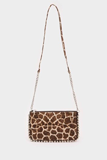 DeFacto Women's Staple Detailed Leopard Patterned Faux Leather Crossbody Bag E0716Axns