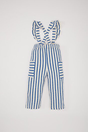 DeFacto Kız Bebek Desenli Cepli Askılı Pantolon D9446A525SP