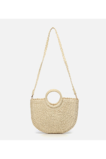 Hotiç Women's Ecru Straw Shoulder Bag