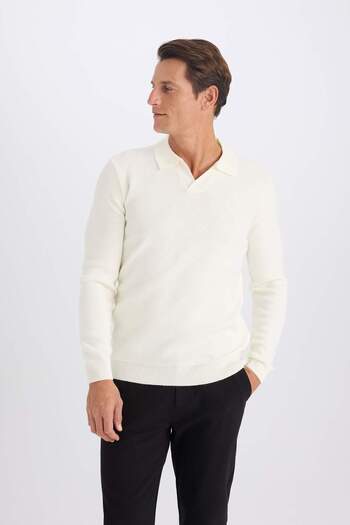 DeFacto Standart Fit Normal Kesim Polo Yaka Triko Kazak D4046AX24WN