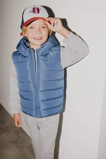 DeFacto Baby Boy Waterproof Hooded Zippered Taffeta Puffer Vest A2221A525Sp